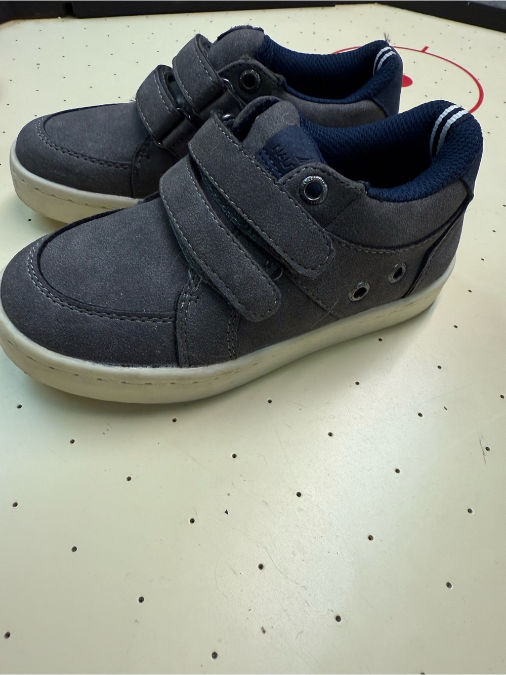Nautica Boys Gray Velcro Athletic Sneakers with Navy Lining